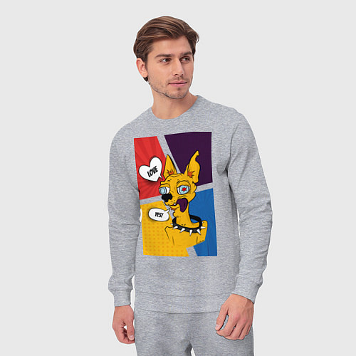 Мужской костюм Comics Пес Dog Yes Love / Меланж – фото 3