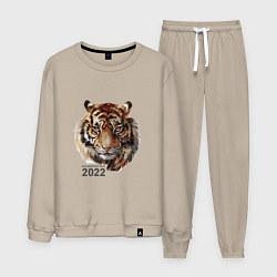 Костюм хлопковый мужской Тигр 2022 символ, цвет: миндальный