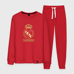 Костюм хлопковый мужской Real Madrid gold logo, цвет: красный