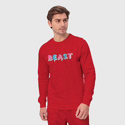 Костюм хлопковый мужской Mr Beast - Art 1, цвет: красный — фото 2