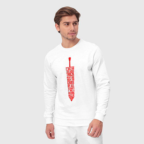 Мужской костюм БЕРСЕРК КРАСНЫЙ МЕЧ С НАДПИСЬЮ BERSERK SWORD / Белый – фото 3