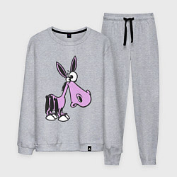 Костюм хлопковый мужской Ослик удивленный розовый, цвет: меланж