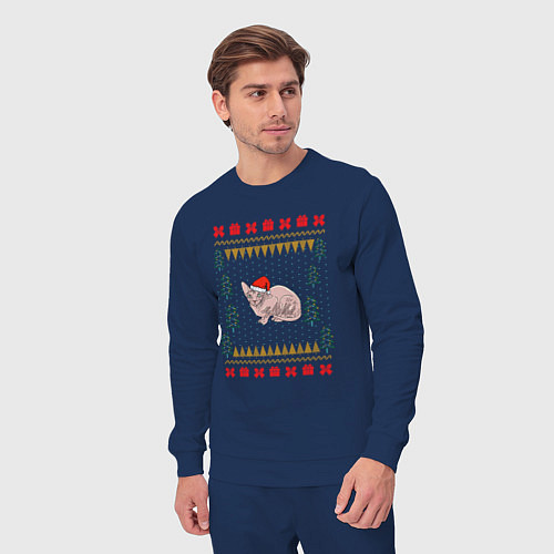 Мужской костюм Сфинкс рождественский свитер / Тёмно-синий – фото 3