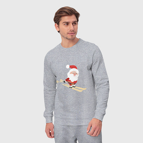 Мужской костюм Дед Мороз на лыжах / Меланж – фото 3