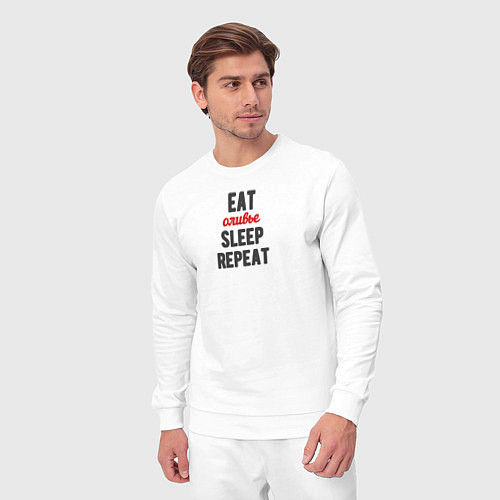 Мужской костюм Eat оливье Sleep Repeat / Белый – фото 3