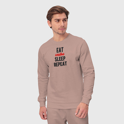 Мужской костюм Eat оливье Sleep Repeat / Пыльно-розовый – фото 3
