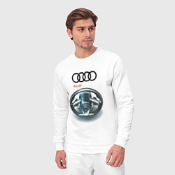 Костюм хлопковый мужской Audi - car steering wheel, цвет: белый — фото 2