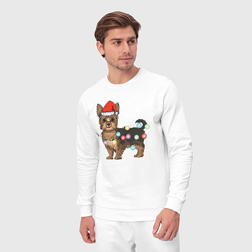 Мужской костюм Йоркширский терьер новогодний / Белый – фото 3