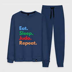 Костюм хлопковый мужской Eat Sleep Judo Repeat, цвет: тёмно-синий