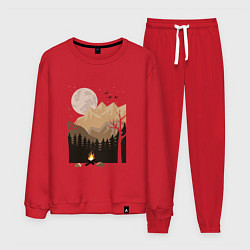 Костюм хлопковый мужской Туристический поход в лесу, цвет: красный