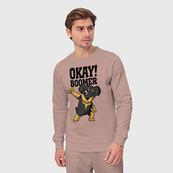 Костюм хлопковый мужской Okay boomer!, цвет: пыльно-розовый — фото 2