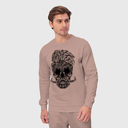 Костюм хлопковый мужской Skull hipster, цвет: пыльно-розовый — фото 2