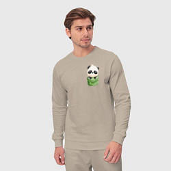 Костюм хлопковый мужской Маленькая панда в кармане, цвет: миндальный — фото 2