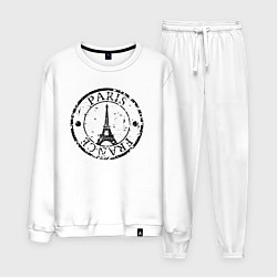 Костюм хлопковый мужской Париж, Франция, Эйфелева башня, цвет: белый