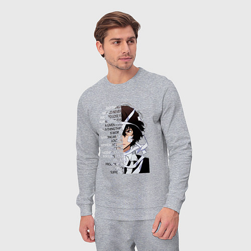 Мужской костюм Великий из бродячих псов, Дазай Осаму цитата о суд / Меланж – фото 3