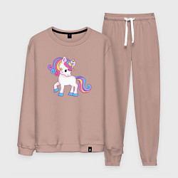 Костюм хлопковый мужской Единорог unicorn, цвет: пыльно-розовый