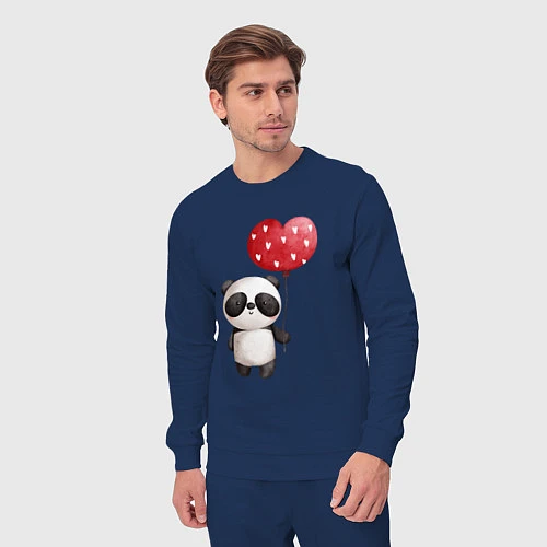Мужской костюм Панда с шариком в виде сердца / Тёмно-синий – фото 3