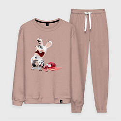 Костюм хлопковый мужской Бешеный кролик и осьминог, цвет: пыльно-розовый