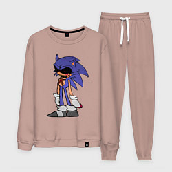 Костюм хлопковый мужской Sonic Exe Sketch Hedgehog, цвет: пыльно-розовый