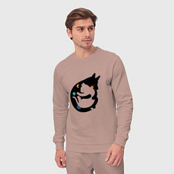 Костюм хлопковый мужской Обнимашки волк и кошка, цвет: пыльно-розовый — фото 2