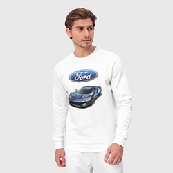 Костюм хлопковый мужской Ford - legendary racing team!, цвет: белый — фото 2