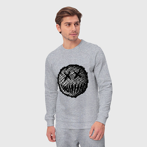 Мужской костюм Жуткая рожица пиксельная / Меланж – фото 3