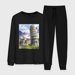 Костюм хлопковый мужской Италия Пизанская башня, цвет: черный