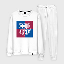 Костюм хлопковый мужской FC Barcelona Logo 2022, цвет: белый