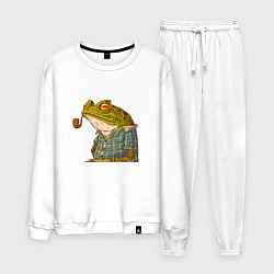 Костюм хлопковый мужской Мудрая лягушка, цвет: белый