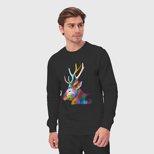 Мужской костюм Цветной олень Colored Deer / Черный – фото 3