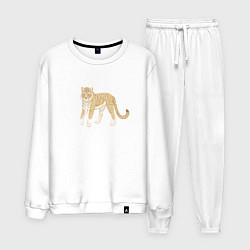 Костюм хлопковый мужской Тигр, символ 2022, цвет: белый