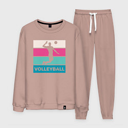 Костюм хлопковый мужской Volleyball Play, цвет: пыльно-розовый