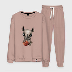 Костюм хлопковый мужской Баскетбол - Носорог, цвет: пыльно-розовый