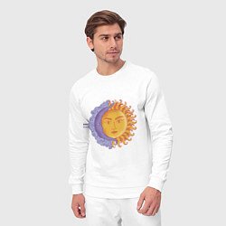 Костюм хлопковый мужской Солнца и луна с лицами, цвет: белый — фото 2