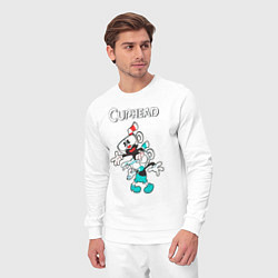 Костюм хлопковый мужской Cuphead веселые чашечки, цвет: белый — фото 2