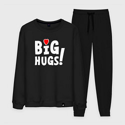Костюм хлопковый мужской Big hugs! Крепкие объятия!, цвет: черный