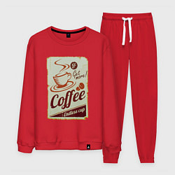 Костюм хлопковый мужской Coffee Cup Retro, цвет: красный