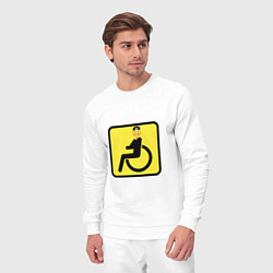 Костюм хлопковый мужской Весёлый инвалид - знак дорожный, цвет: белый — фото 2