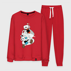 Костюм хлопковый мужской Чашки Cuphead, цвет: красный