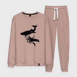 Костюм хлопковый мужской Кит и Кальмар, цвет: пыльно-розовый