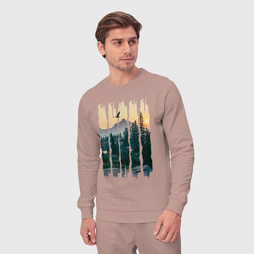 Мужской костюм Горные Походы и Птицы / Пыльно-розовый – фото 3