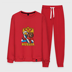 Костюм хлопковый мужской Хоккей - Russia, цвет: красный