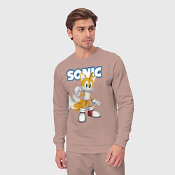 Костюм хлопковый мужской Майлз Тейлз Прауэр Sonic Видеоигра, цвет: пыльно-розовый — фото 2