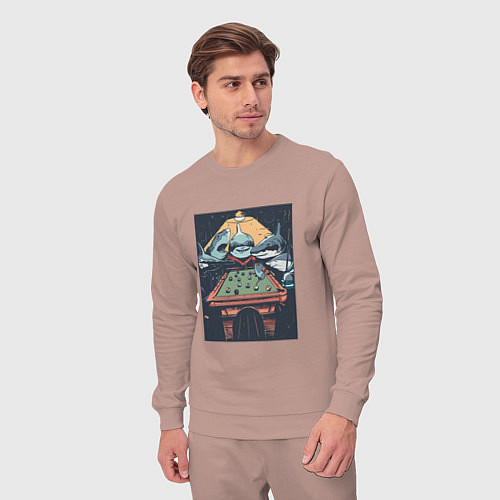 Мужской костюм Акулы играют в бильярд Sharks Playing Pool / Пыльно-розовый – фото 3