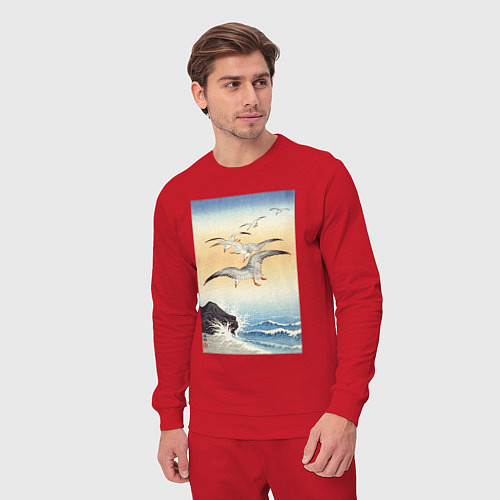 Мужской костюм Five Seagulls Above Turbulent Sea / Красный – фото 3