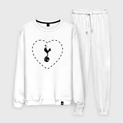 Костюм хлопковый мужской Лого Tottenham в сердечке, цвет: белый