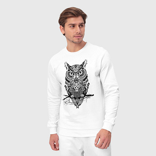 Мужской костюм Черная сова в узорах / Белый – фото 3