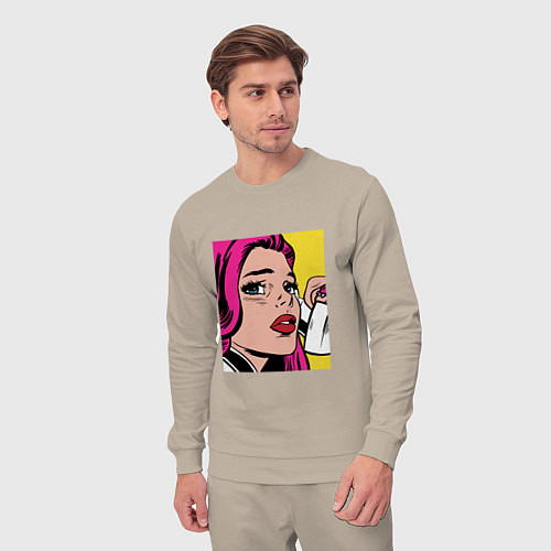 Мужской костюм Девушка в стиле ПОП Арт Girl Pop Art / Миндальный – фото 3