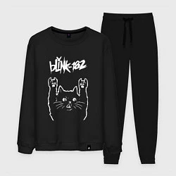 Костюм хлопковый мужской Blink 182 Рок кот, цвет: черный