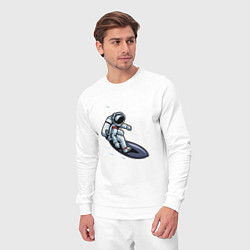 Костюм хлопковый мужской Космонавт на серфинге, цвет: белый — фото 2